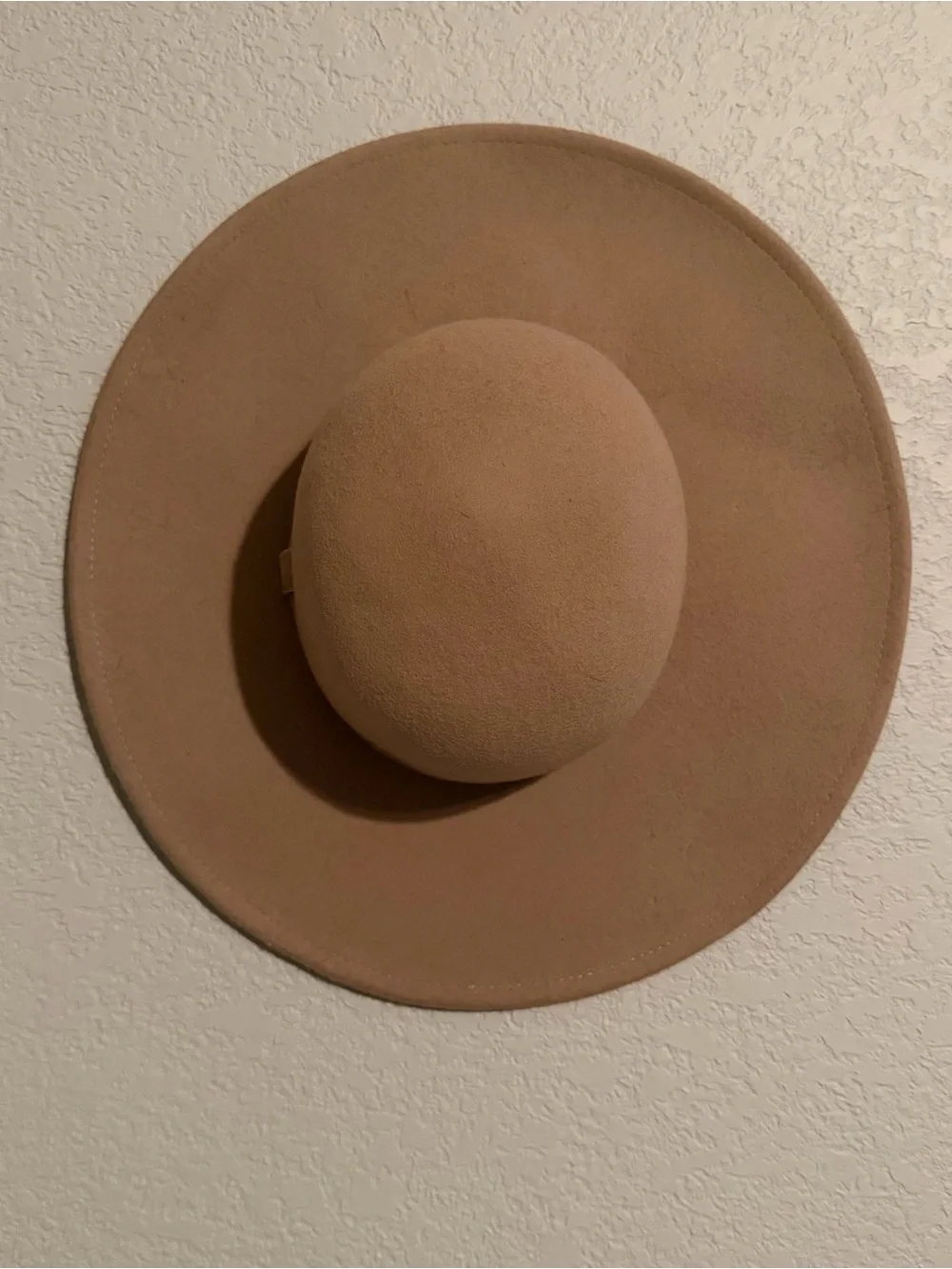 Wide Brim Beige Felt Hat with Band